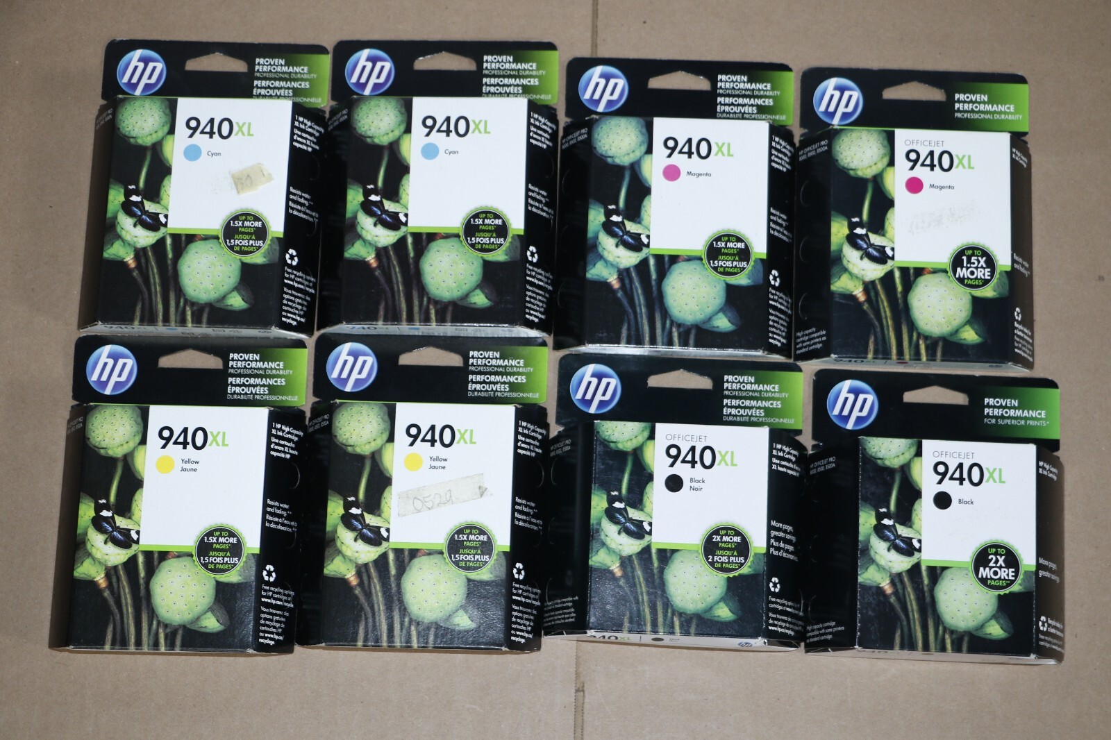 8 New OEM HP Officejet 8000 CMYK Inks HP 940XL C4907AN,C4908AN,C4909AN,C4906AN