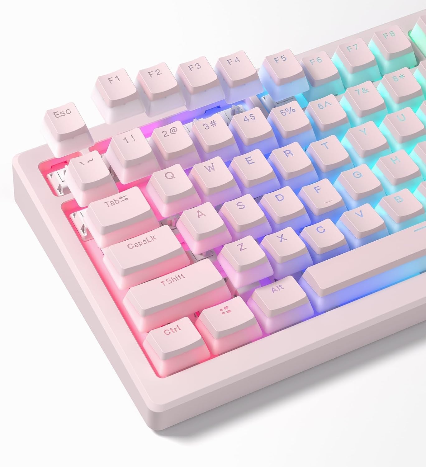 Womier Pink PBT Double Shot Shine Through Pudding Keycaps 130-Key OEM Profile