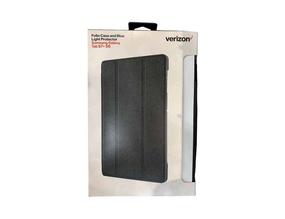 Verizon Folio Case and Blue Light Protector for Samsung Galaxy Tab S7+ 5G -BLACK