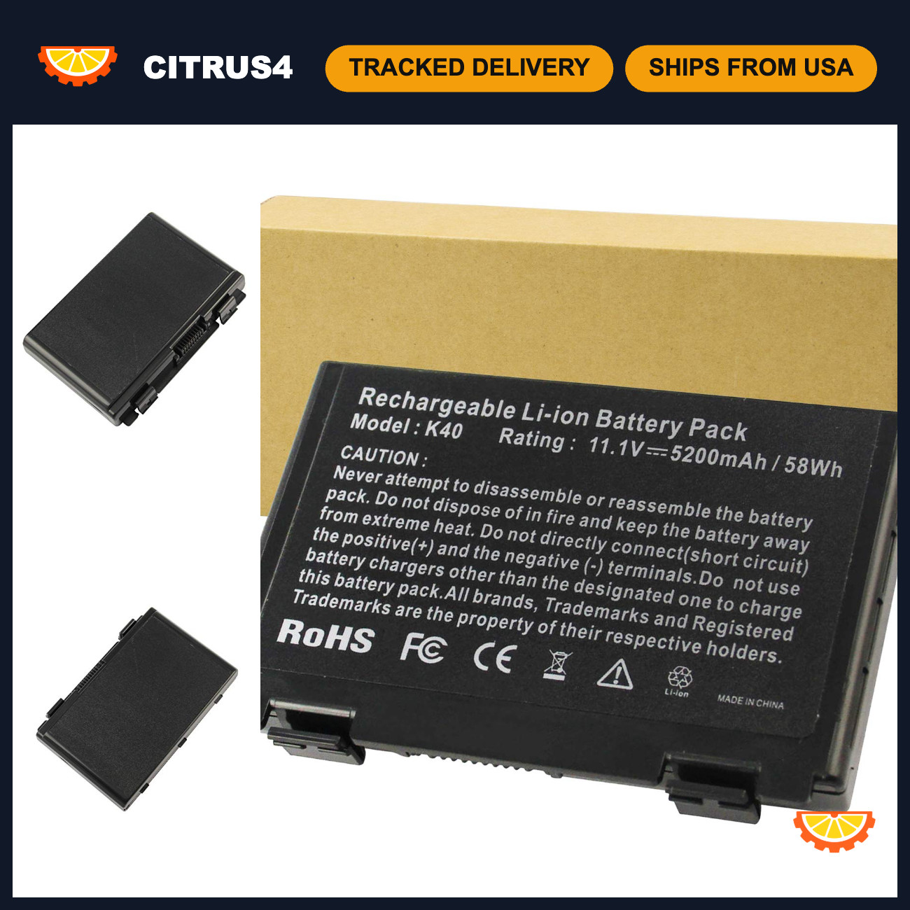 6 Cell Replacement Laptop Battery for ASUS K61IC K60IJ K50IJ A32-F82 A32-F52 X8D