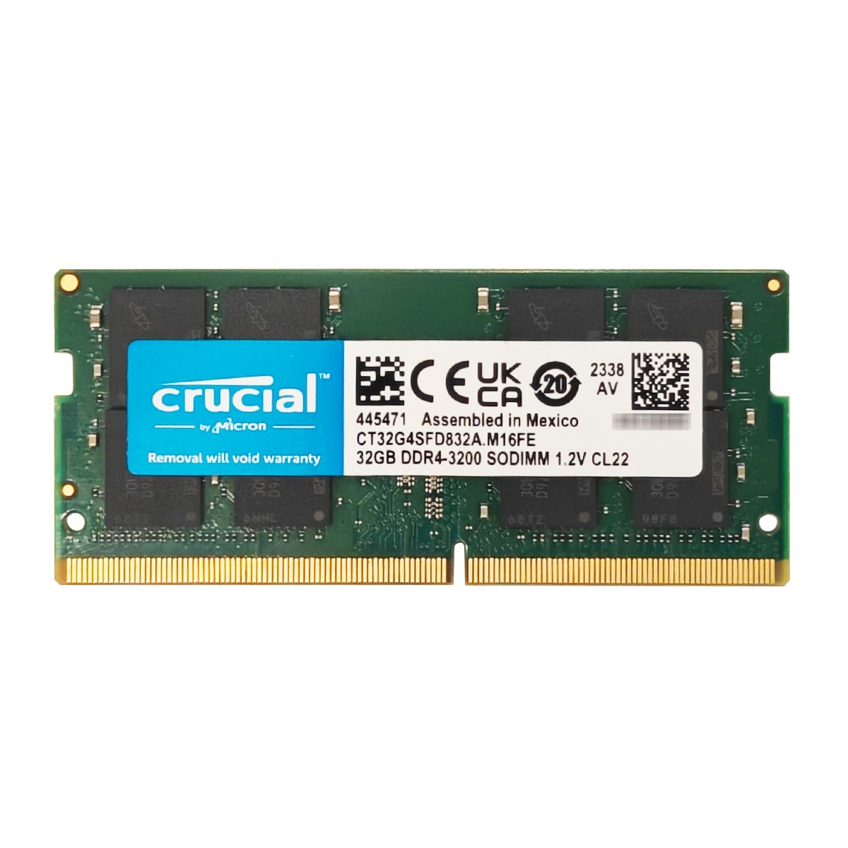[ USED ] Crucial, 32GB RAM, CT32G4SFD832A.M16FE, DDR4-3200, SO-DIMM, F/S