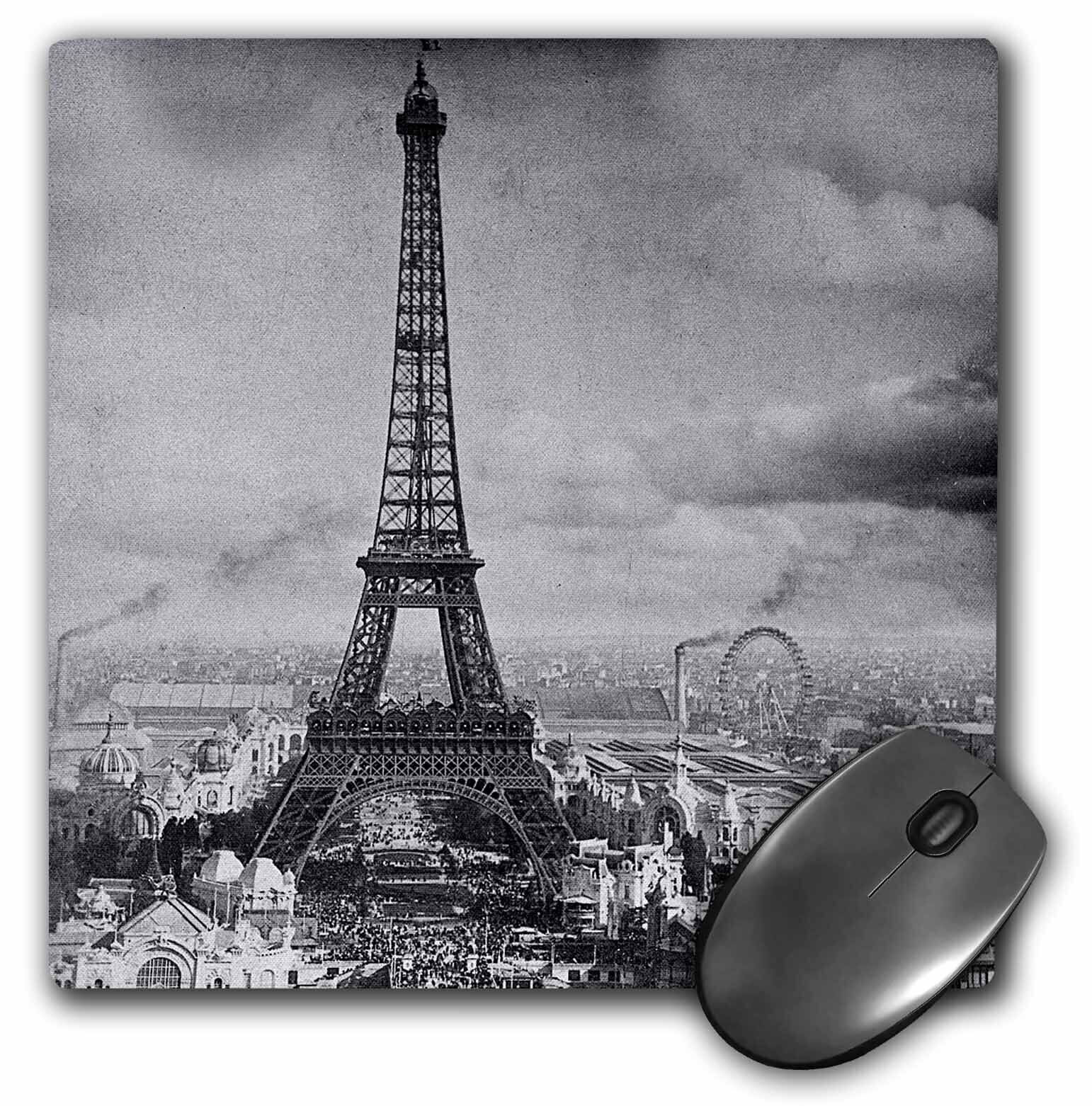 3dRose Eiffel Tower Paris  France  1889 Black and White MousePad