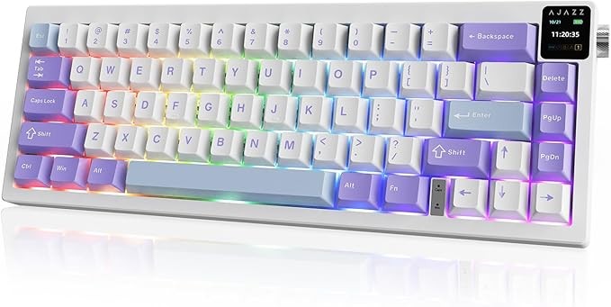 AJAZZ AK650 65% Layout Hot Swappable Gaming Mechanical Keyboard, 0.85” TFT Color