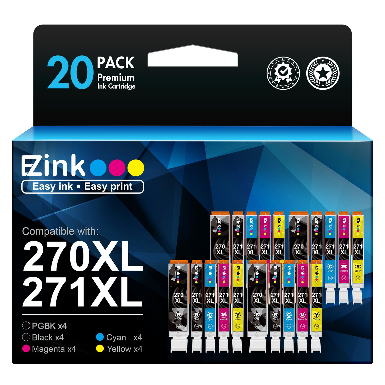 E Z Ink Compatible 20 Pack High Yield Ink Cartridges for Canon PGI 270 CLI 271