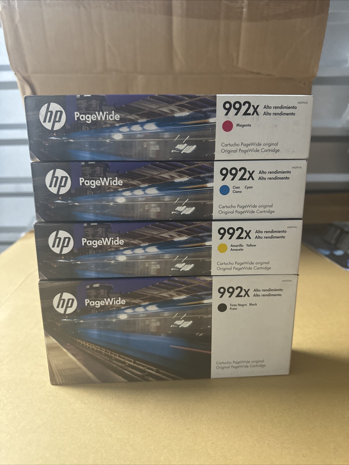Set Of  HP 992X Black /Cyan/Magenta/Yellow M0K03AL/M0J99AL/M0J91AL/M0J95AL