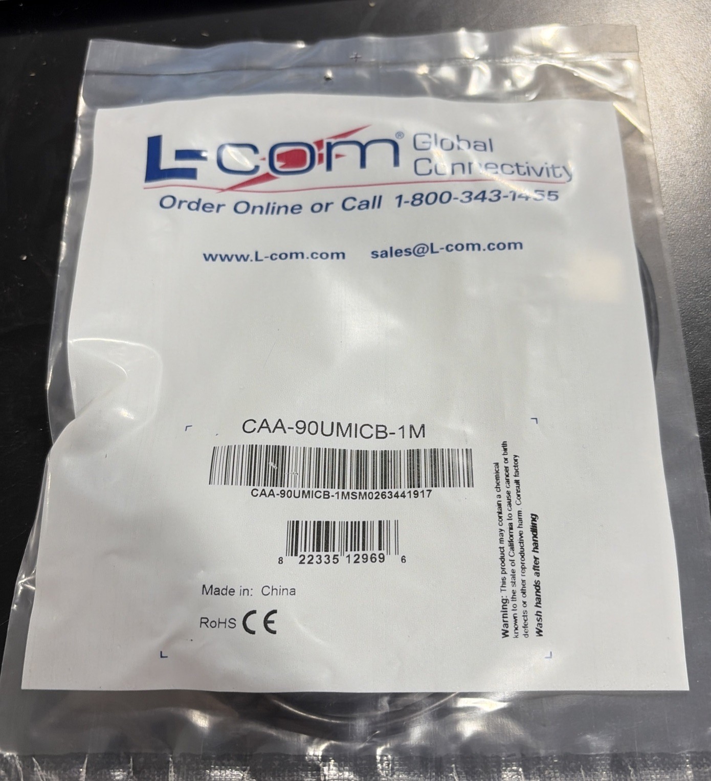 L-Com CAA-90UMICB-1M Right Angle USB Cable - LOT OF 50 *NEW*