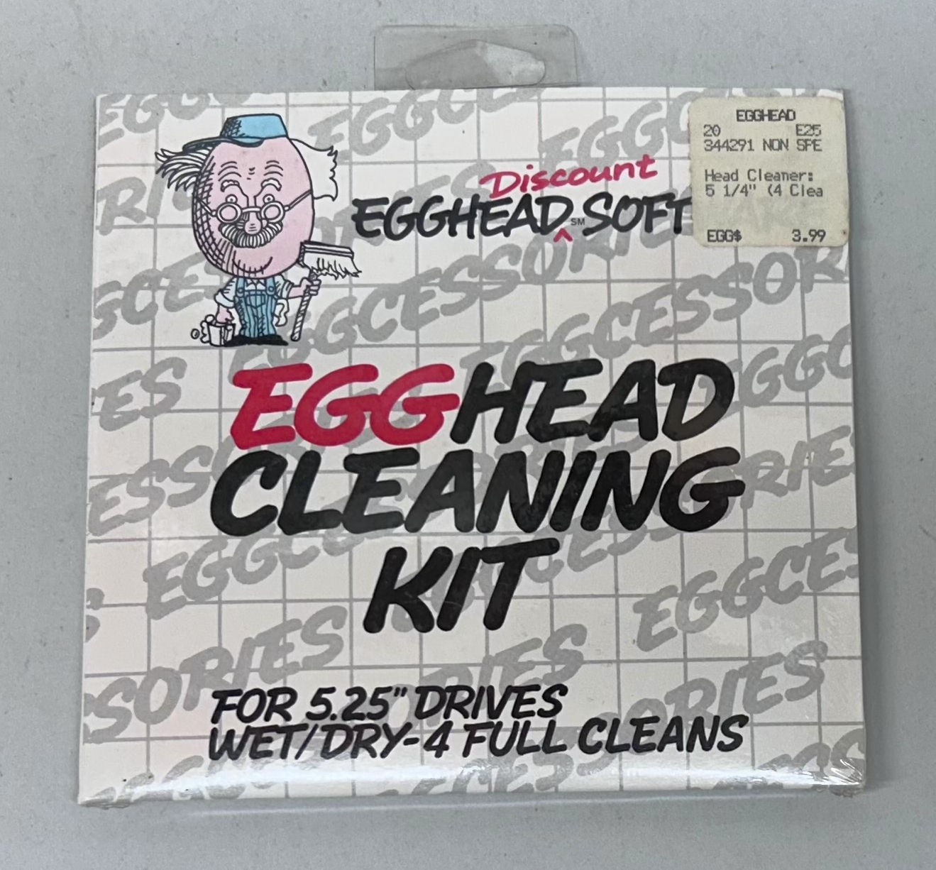 Vintage Egghead 5¼" Floppy Disk Drive Head Cleaning Kit SEALED
