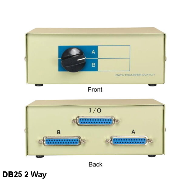 Kentek 2-Way DB25 Manual Data Transfer Switch Box Rotary Parallel PC Printer