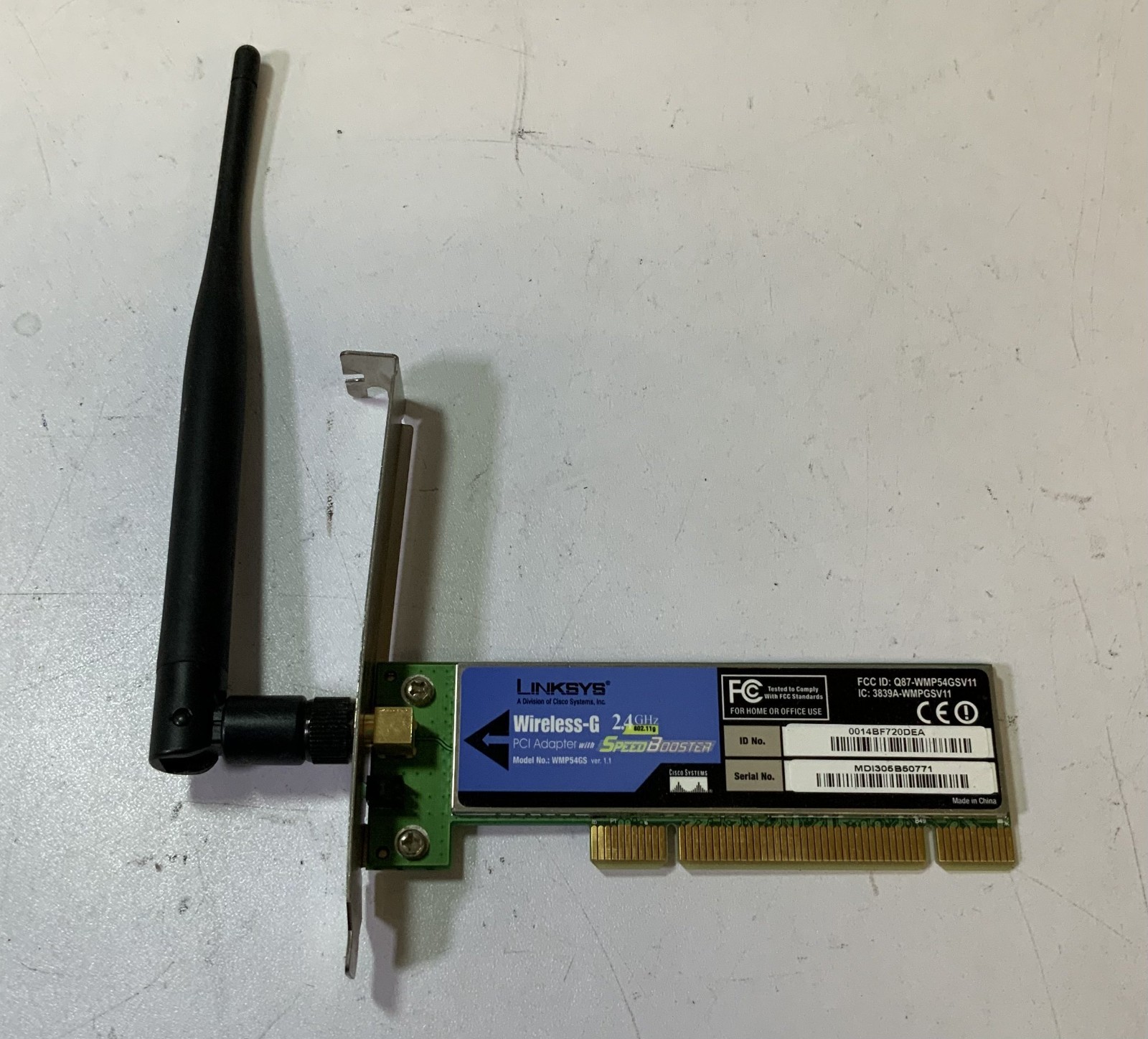 Cisco Linksys WMP54GS Ver. 1.1 Wireless-G 2.4GHz PCI Wireless Adapter Card "Q6B"