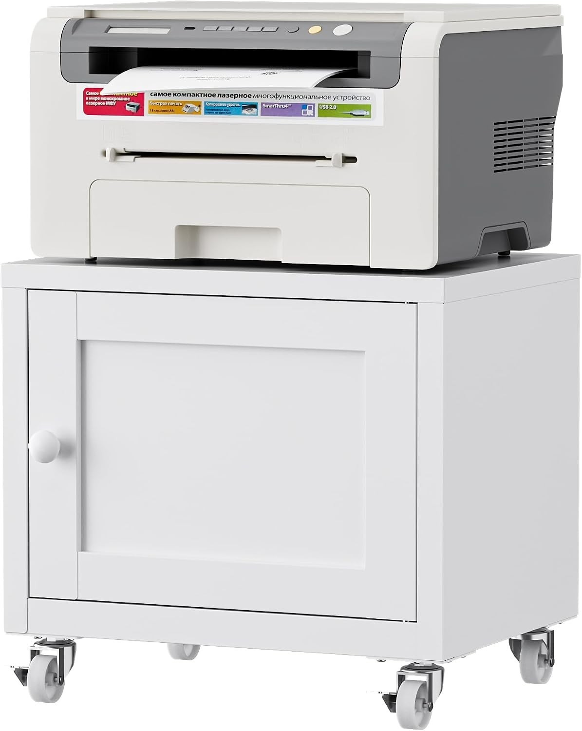 Small Printer Stand W/ Storage Mobile Printer Cart Home Office Sturdy Printer