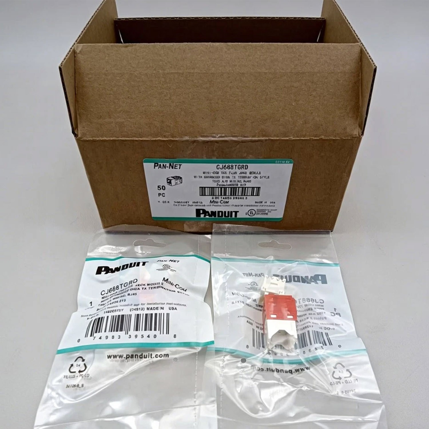 Panduit Giga TX Cat6 Network Jack  CJ688TGRD Gigabit Red Module *Quantity (50)