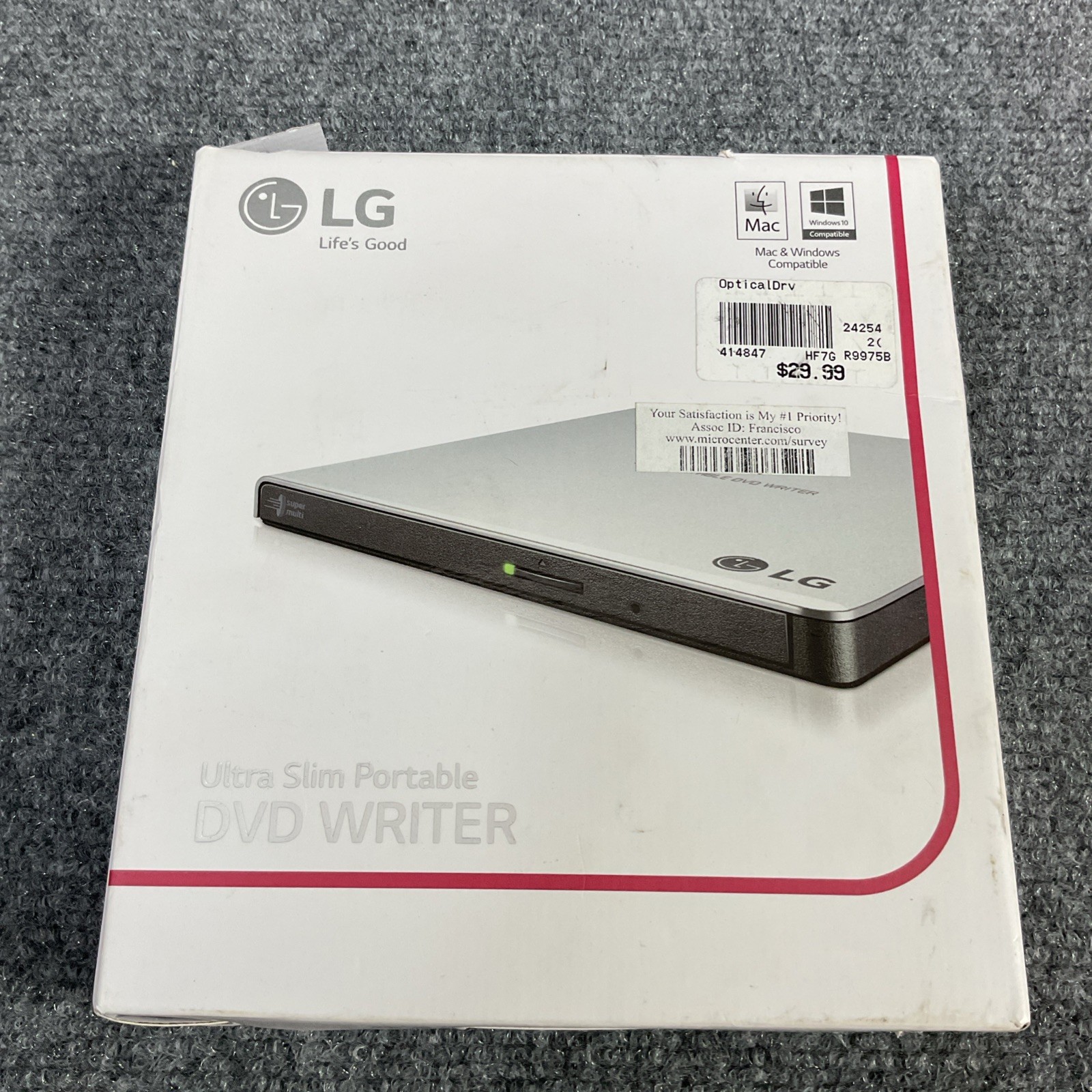 NEW, LG - GP65NS60 External Portable Drive 8X DVD+/-RW Writer USB 2.0, Silver