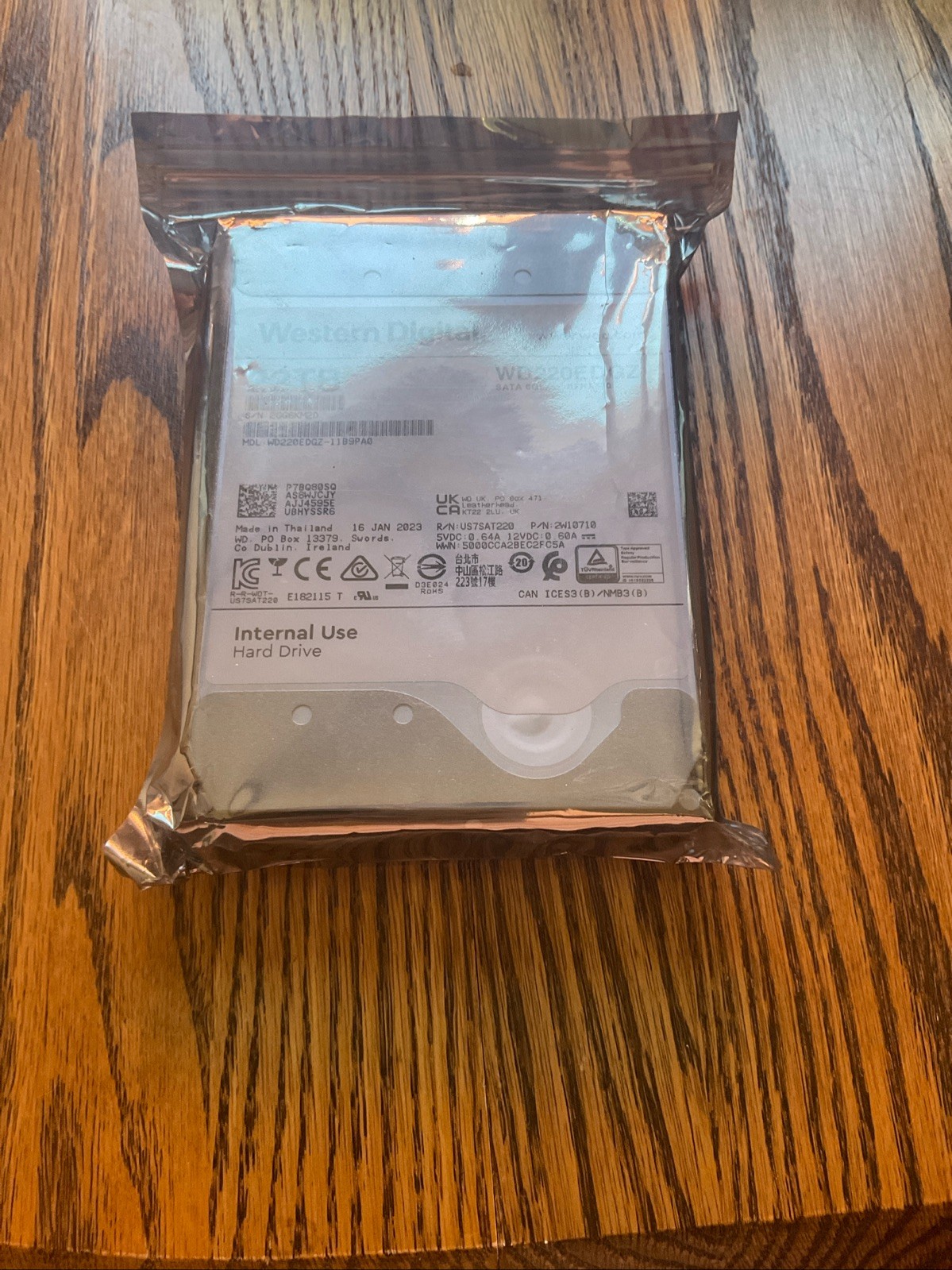 WD 22TB 7.2K RPM SATA 6Gb/s 512e 3.5in HDD WD220EDGZ - NO HOURS OF USE - TESTED