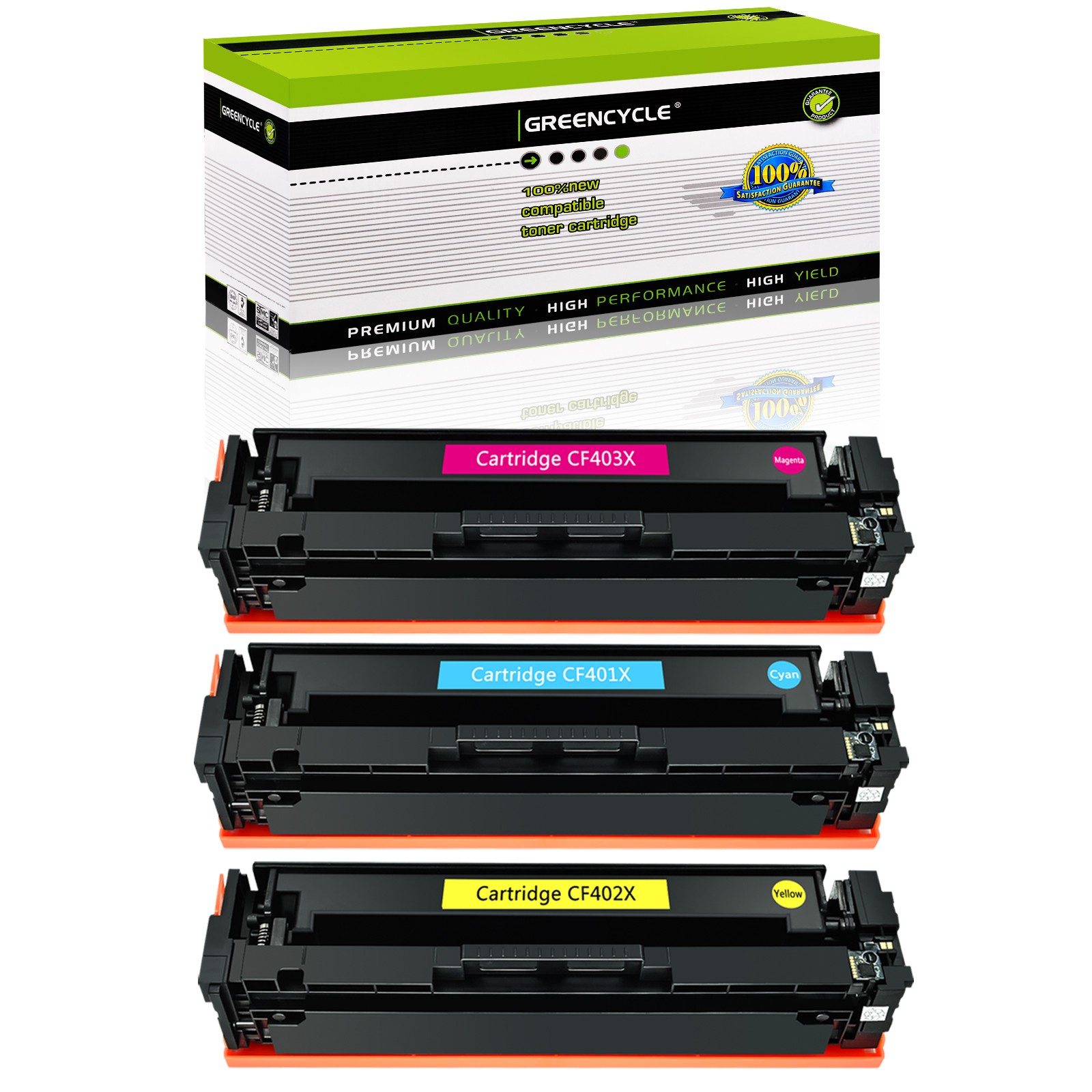 3PK CF400X CYM Toner Set Fits for HP 201X Color Laserjet Pro MFP M252dw M277dw