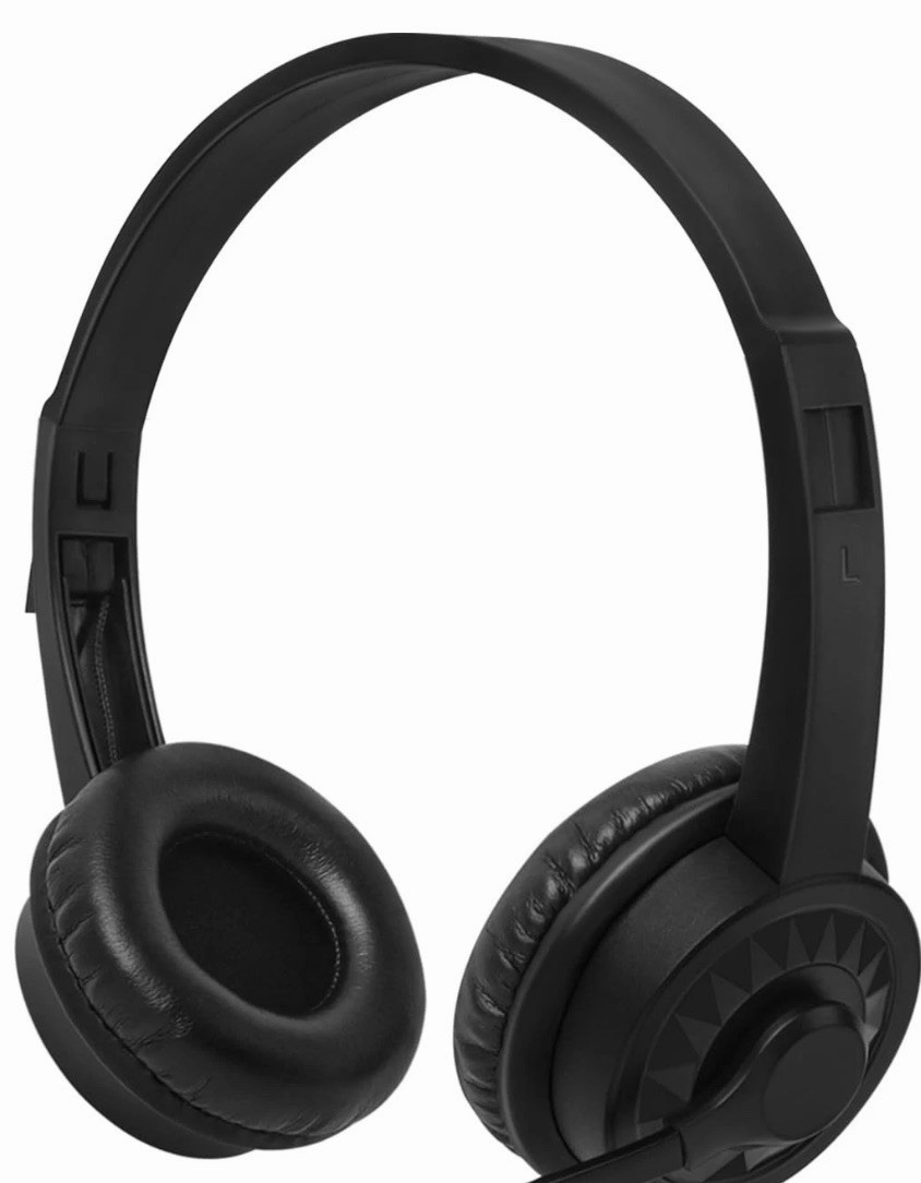 Kids Wireless Foldable Black Headphones for Classroom School Student K-12 3.5mm