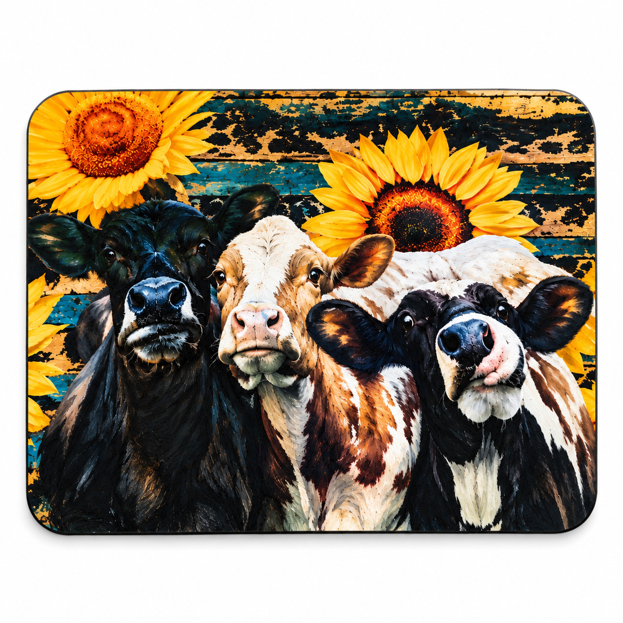 Cow Sunflower Mouse Pad Western Farmhouse Country Non Slip Computer Desk Mat