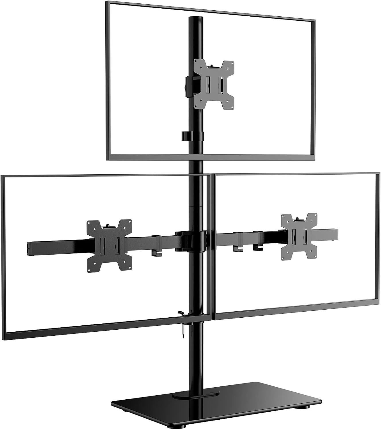 Triple Monitor Stand Height Adjustable Free Standing Desk Mount Holds 3 Screens