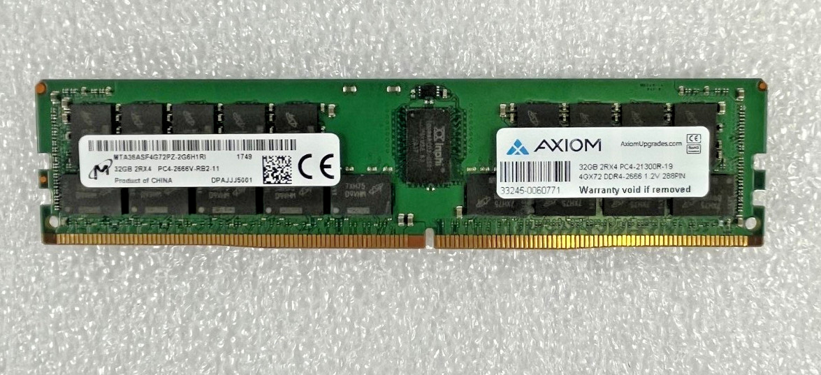 MICRON MTA36ASF4G72PZ-2G6H1 32GB PC4-21300R DDR4-2666V RDIMM 2RX4 MEMORY DIMM