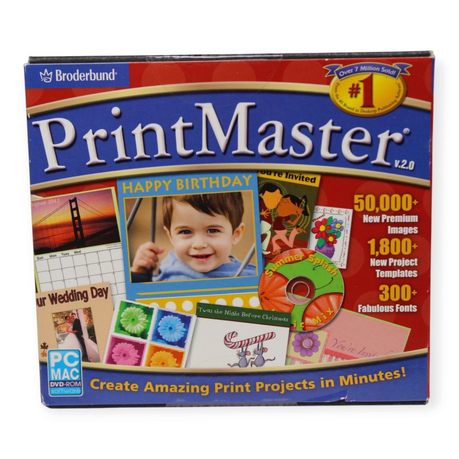 Broderbund PrintMaster v2.0 PC Mac Dvd-rom Desktop Publishing Software New