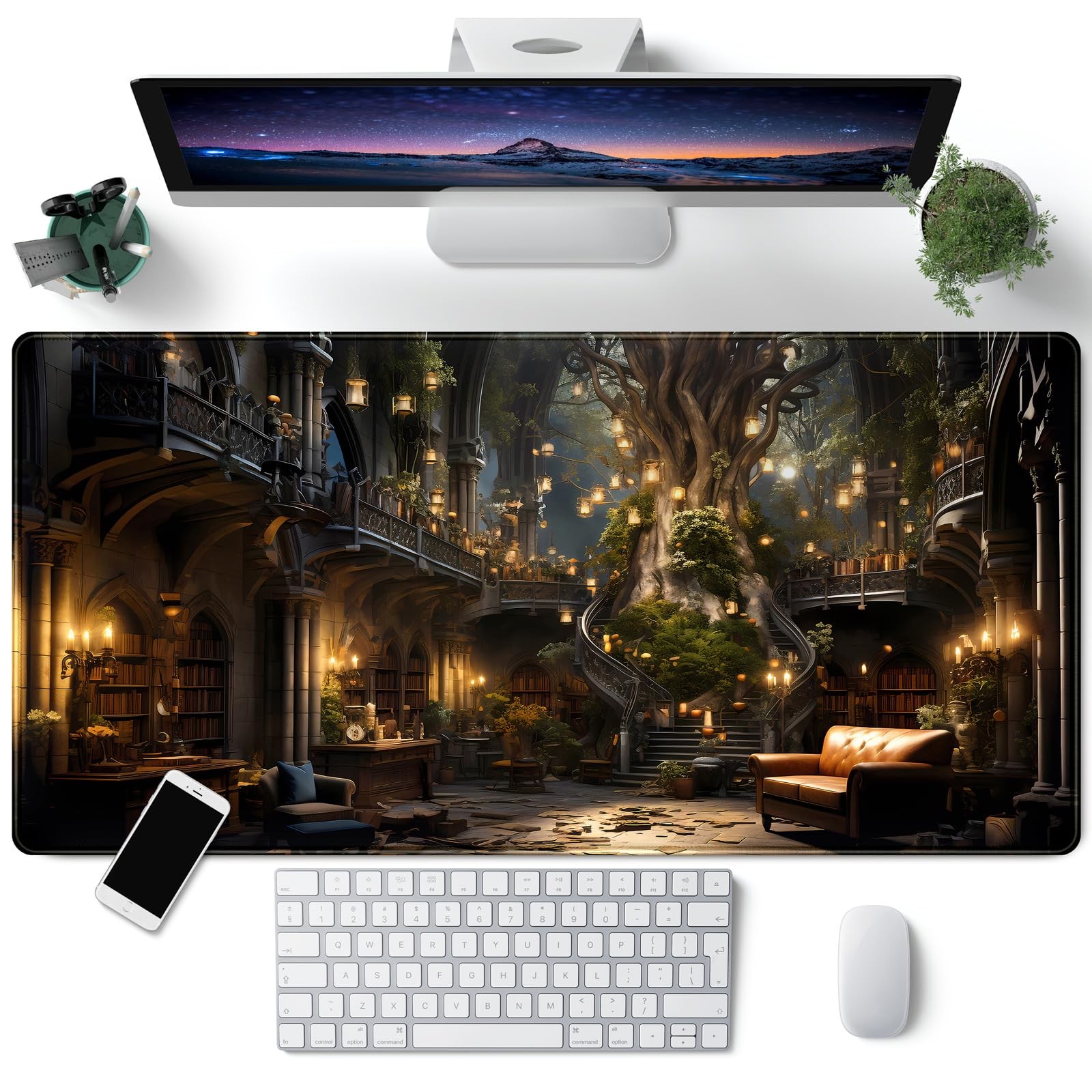 Vintage Aesthetic Desk Mat Adventure Extended Pad Large Gaming Mousepad XXL D...