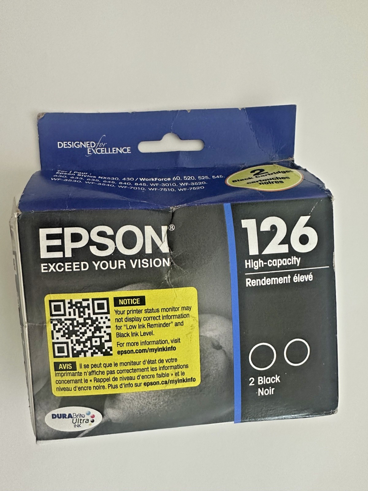 Genuine Epson 126 High Yield Ink Cartridges 2 Black T1261_T126120-D2 (04/2029)