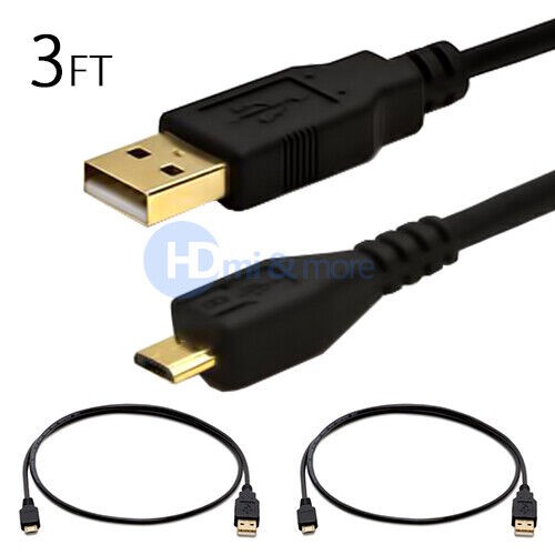 2x Micro USB Cable 3FT USB Micro B to A Data Transfer USB Charging Cord 3 Feet