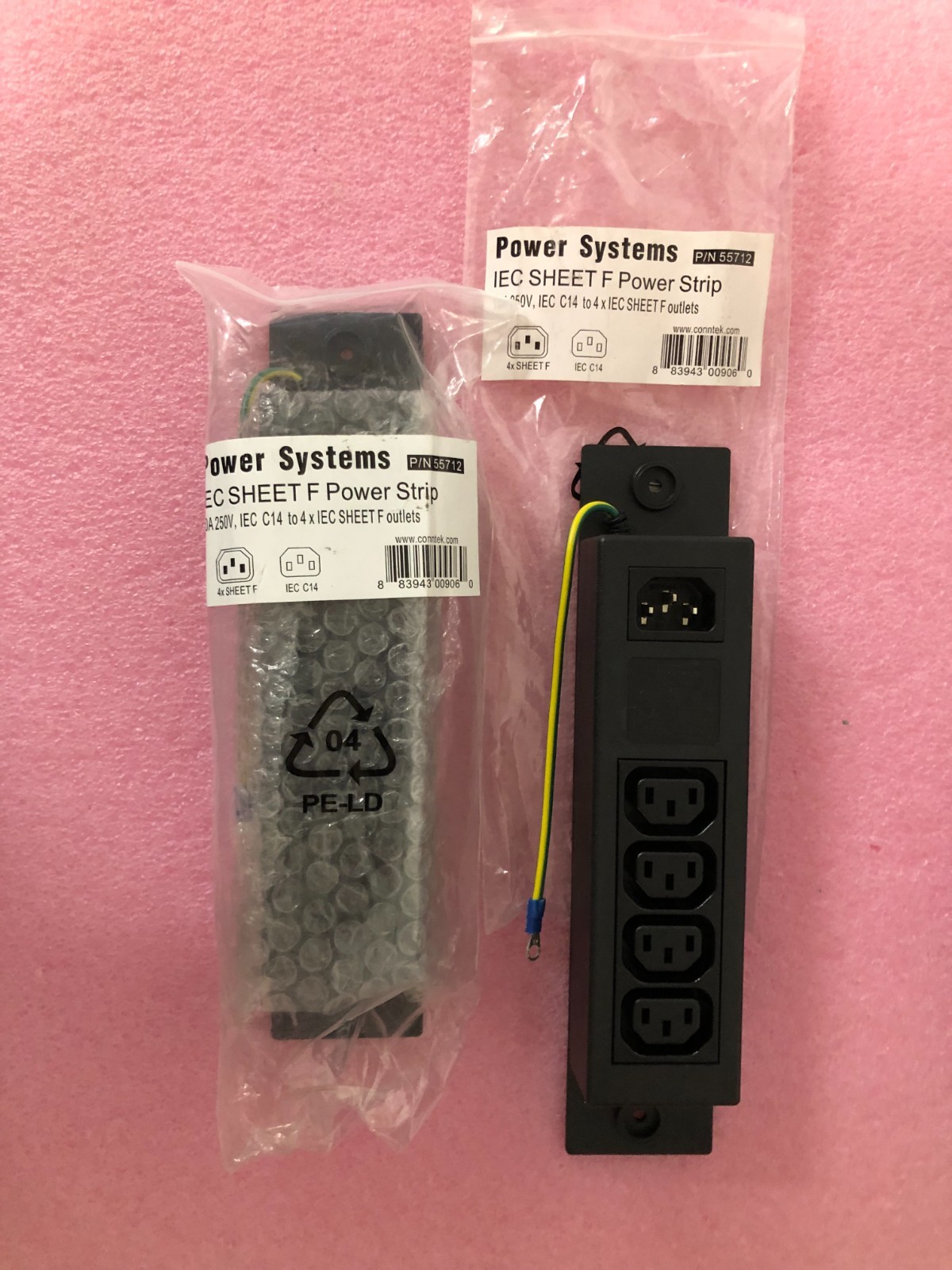 1 lot of 2 Conntek 55712 Server 10A 250V IEC Sheet F Power Strip Black