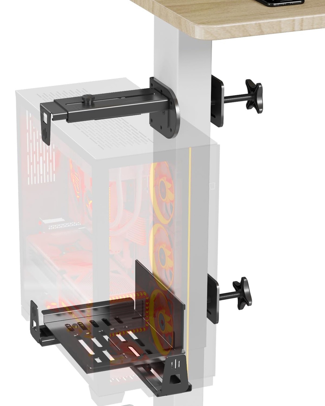 JOY worker Upgraded Under Desk PC Mount for Standing Desk, Clamp-On Desk Leg ...