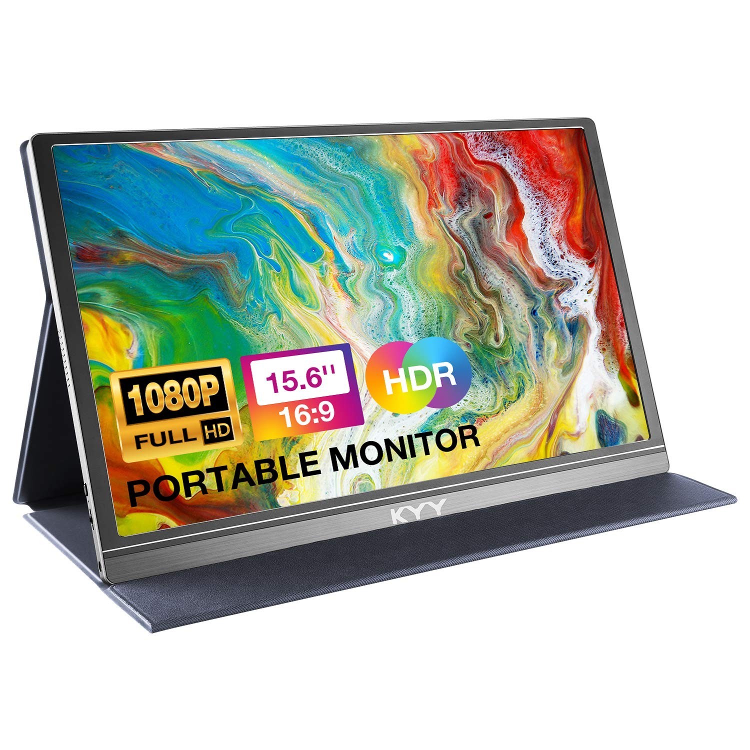 KYY Portable Monitor 15.6inch 1080P FHD USB-C, HDMI Computer Display HDR IPS LED