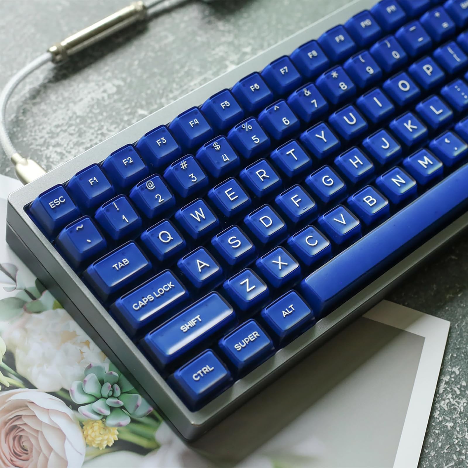 142 Keys PBT Doubleshot SA Keycaps Blue Translucent Custom Set