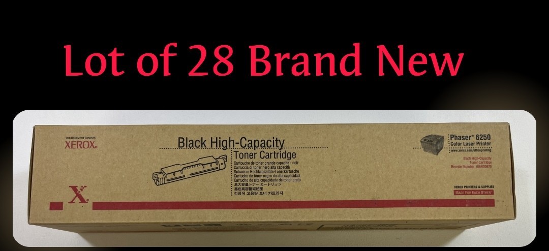Lot Of 28 New XEROX BLACK HIGH-CAPACITY TONER CARTRIDGE 106R00675, PHASER 6250