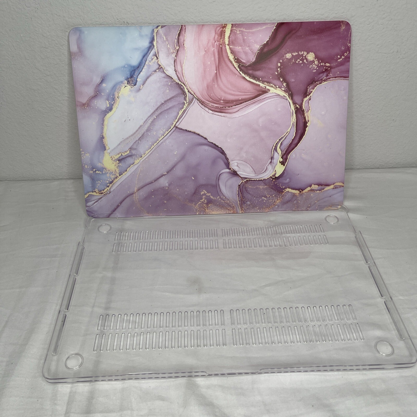 Mektron Pink Gold Marble Laptop Case For Macbook Pro 16 Hard Shell Cover Protect