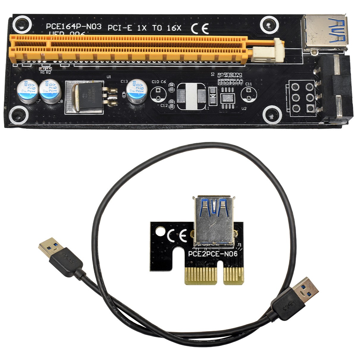 PCIE164P-N03 VER 006 PCI-E 1x to 16x Backplane Black/Yellow + Adapter PCE2PCE-N06