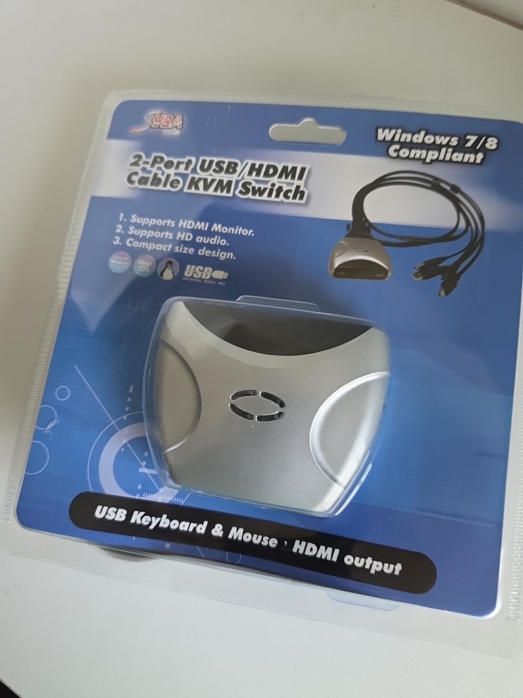 New SYBA USA 2-Port USB/HDMI Cable KVM Switch model SY-KVM31034