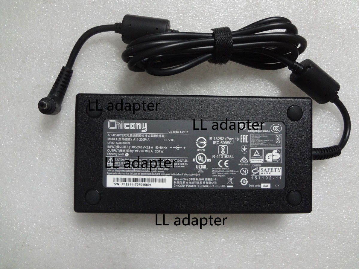 Genuine Chicony 200W 19V10.5A A11-200P1A For GIGABYTE AERO 15-X9-RT5P AC Adapter