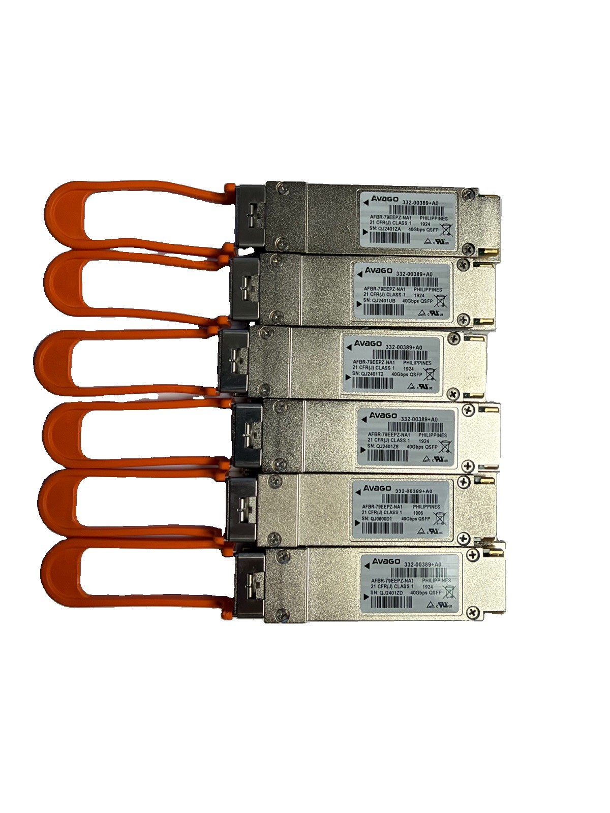 *Lot of 6* Avago AFBR-79EEPZ-NA1 40GBASE QSFP+ 332-00389+A0 Transceiver Module