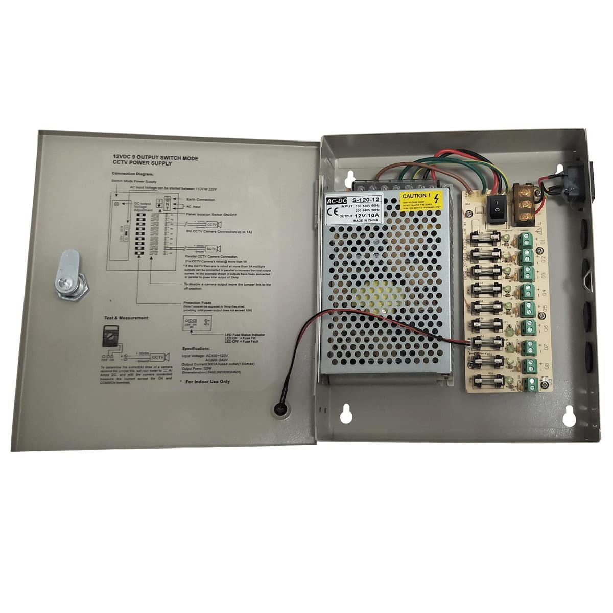 Yuarisx 9 Channel/Port DC 12V 10A Security Camera Power Supply Distribution