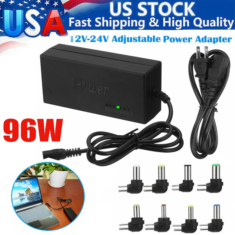 Universal Laptop Charger Adapter For Notebook 12-24V Adjustable 96W Power Supply