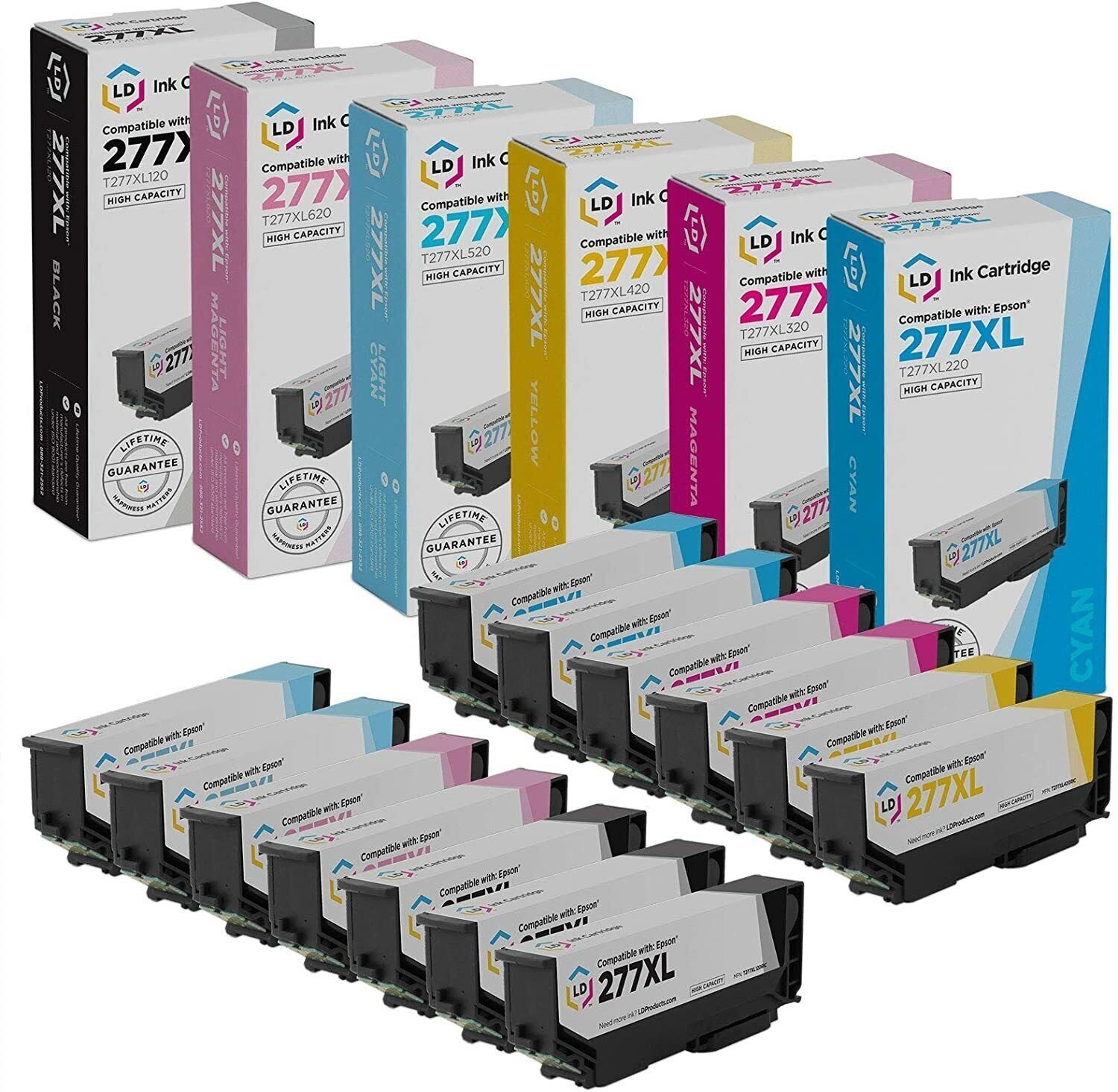 LD Replacement Epson 277XL 13PK HY Cartridges: 3B/ & 2 of each C/M/Y/LC/LM