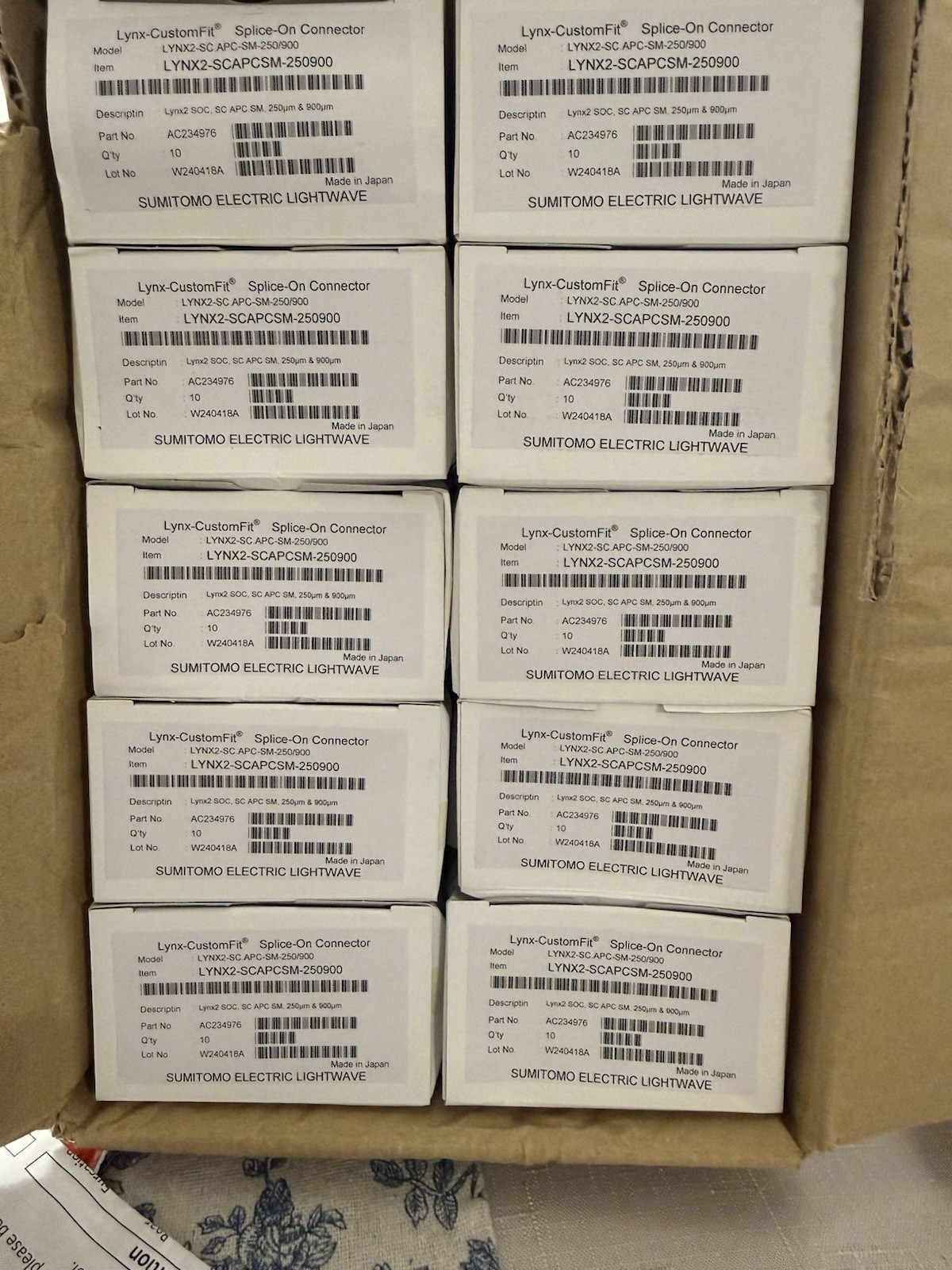 Lot Of (100)  LYNX2-SC.APC-SM-250/900 /  (1 box of 100) - LYNX2-SCAPCSM-250900