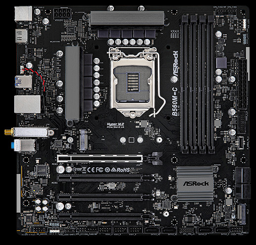 ASRock B560M-C Motherboard LGA1200 Intel B560 Micro ATX DDR4 Dual M.2 WiFi BT