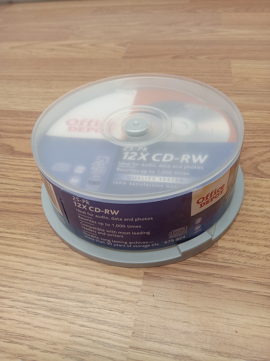 Blank Cd Disc CD-RW 12x Speed 700MB 80 Minutes Office Depot 22 Open Pack Spindle