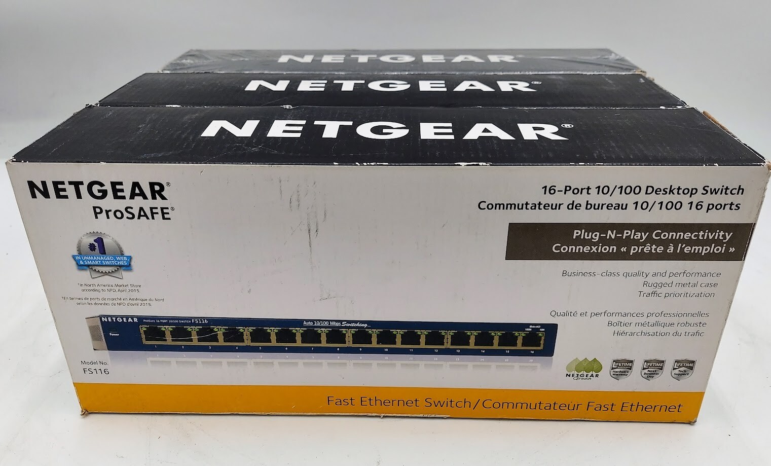 LOT OF 3 NetGear ProSafe FS116 16-Port 10/100 Desktop Switch