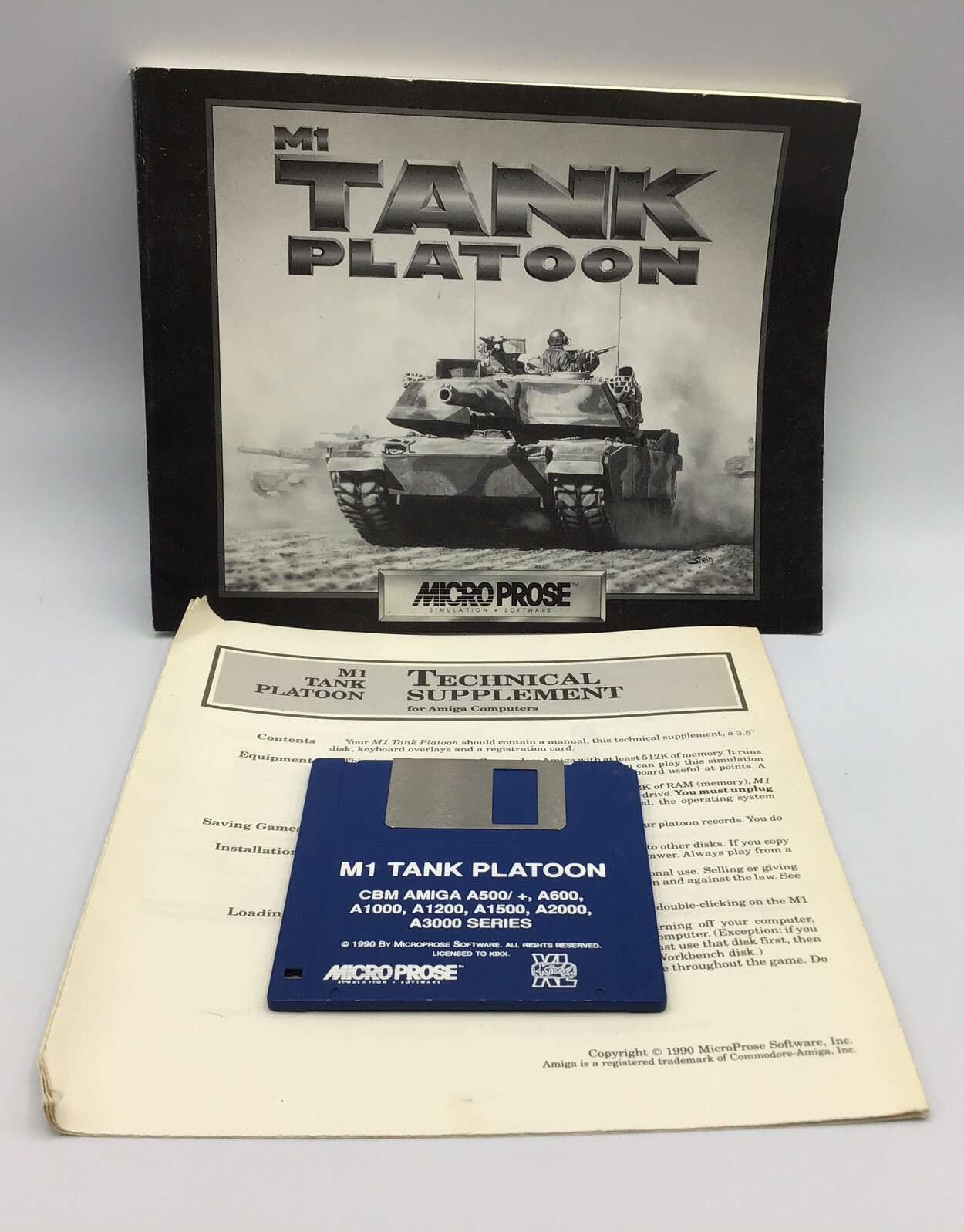 M1 Tank Platoon, Commodore Amiga, With Manual, Technical Supplement, Key Overlay