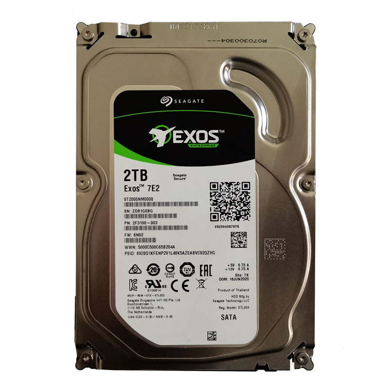 Seagate Exos 7E2 2TB,7200 RPM,128MB 3.5 inch Internal Hard Drive - ST2000NM0008