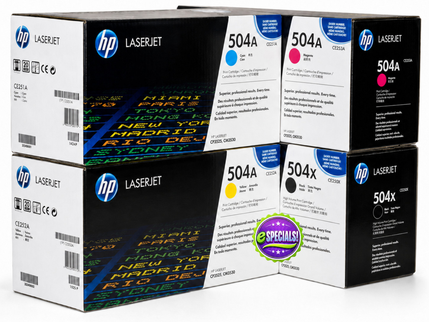 New Genuine HP 504X 504A Toner Set Excellent Condition Like Photo We Ship Fast
