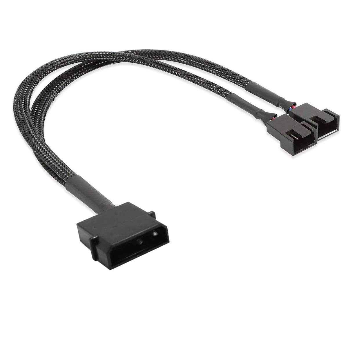 2 Pack 4-Pin Molex (Actual 2-Pin) to Molex-3Pin/4Pin Cable (Splitter), black