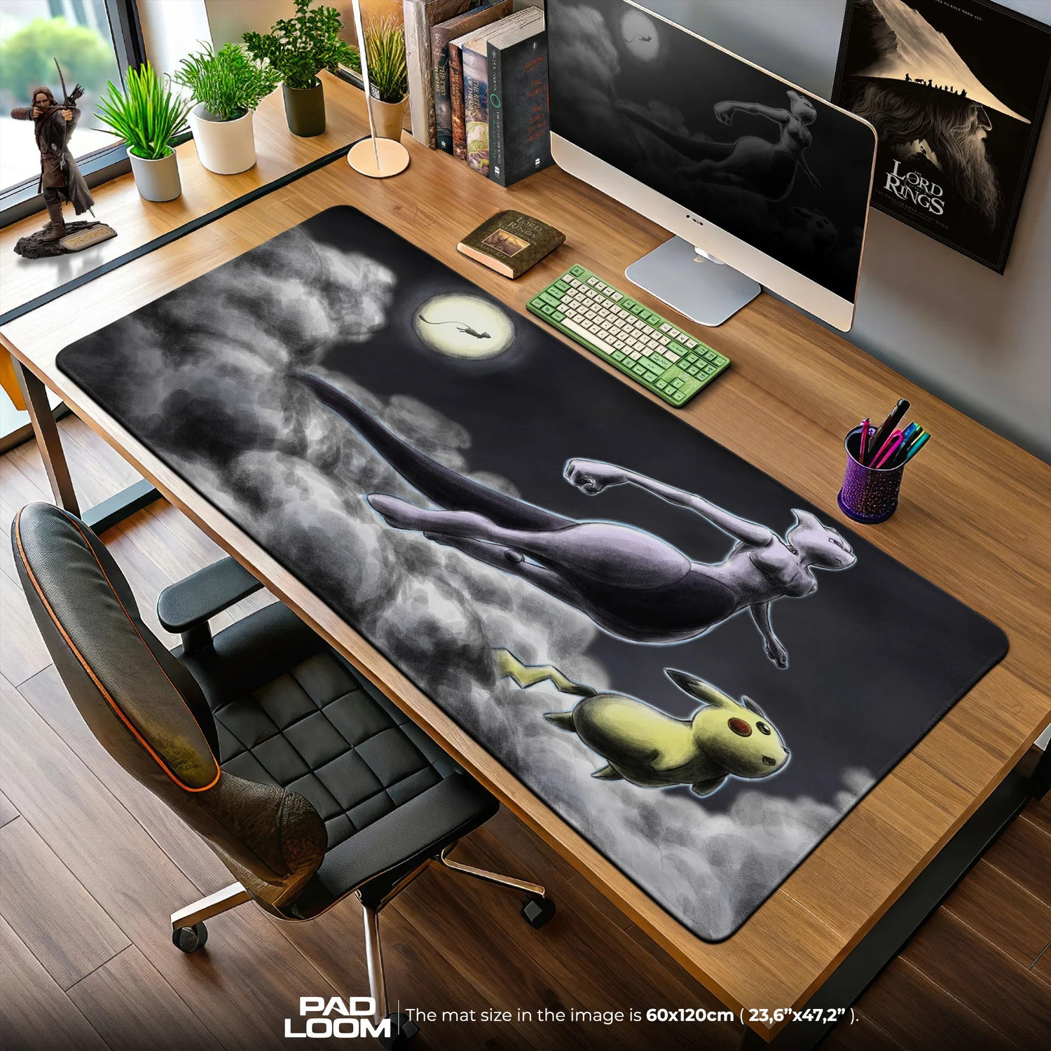 Mewtwo Mouse Pad, Moonlit Sky Pokémon Gamer Desk Mat Accessories