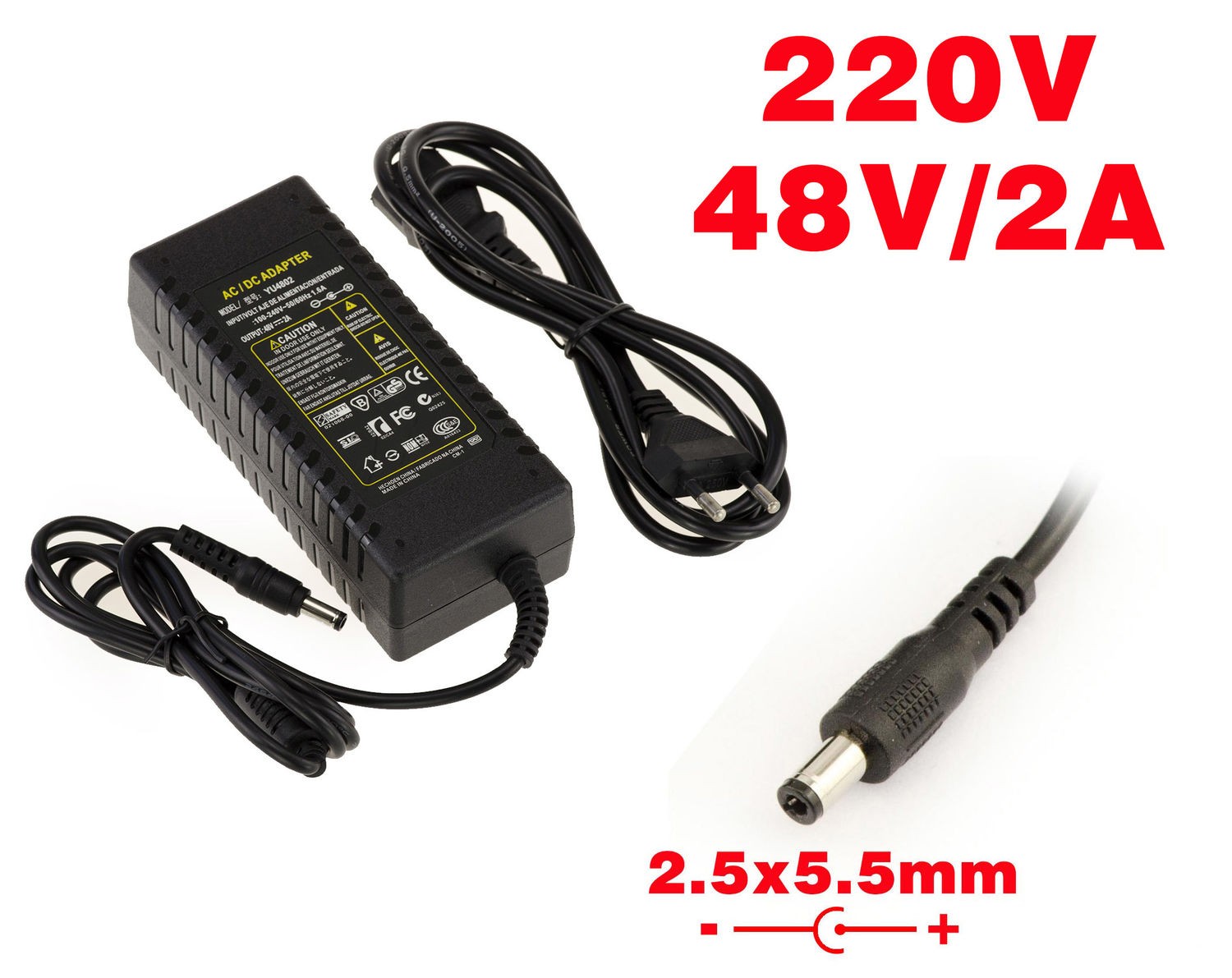External Power Supply - 220V to 48V 2A - Tip 2.5 x 5.5mm