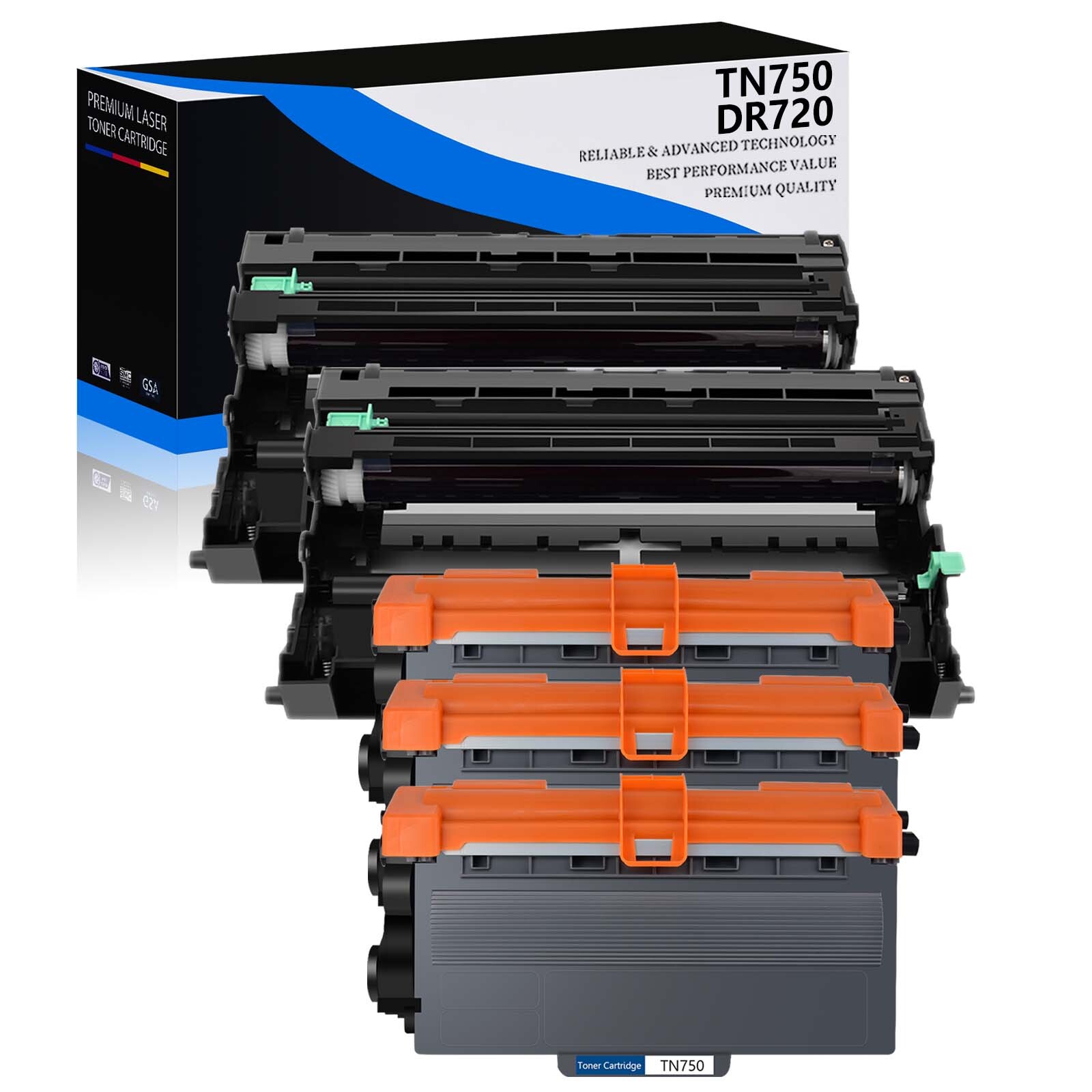 for Brother 3PK TN750 High Yield Toner+2PK DR720 Drum Unit MFC-8810DW HL-5470DW